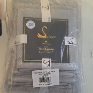 Senses 6 Pc Grey Towel Pack